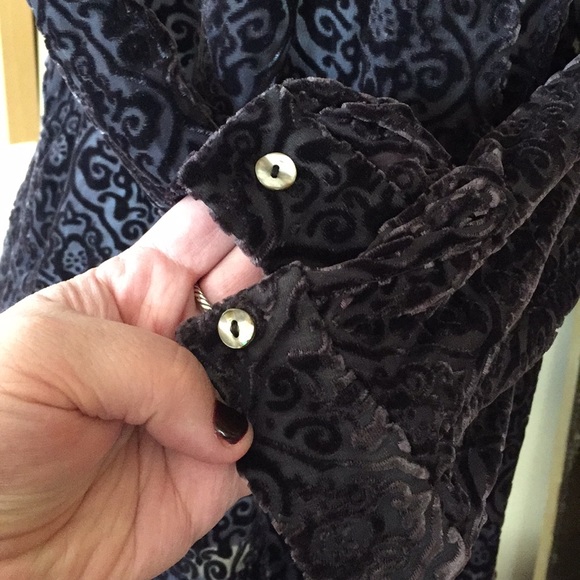 SIGRID OLSEN size Small Silk Velvet Burn-Out Paisley Sexy Elegant WitchyCore - Picture 5 of 8